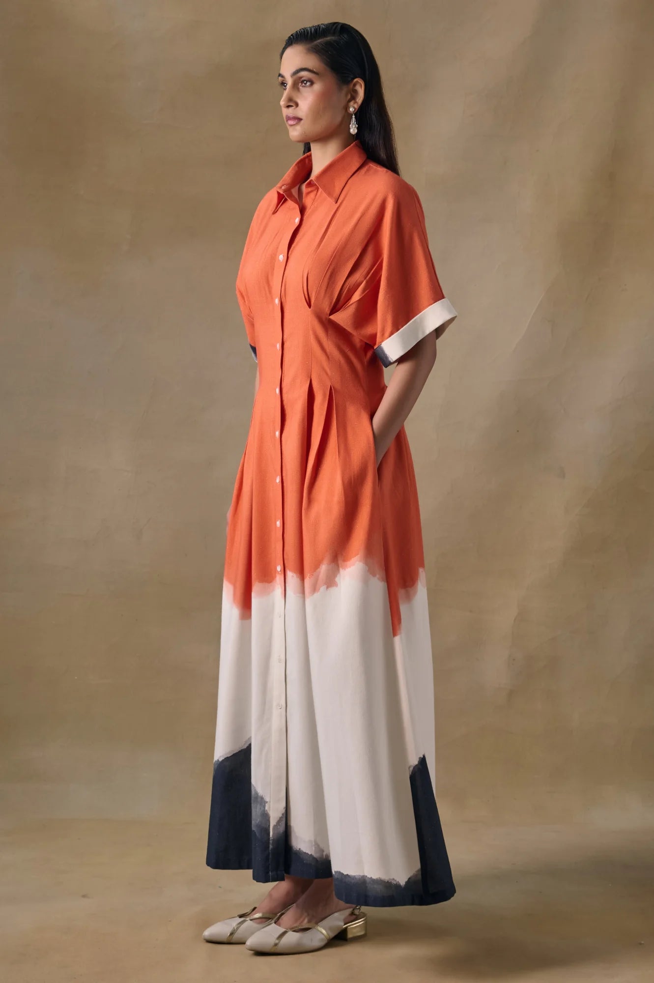 Orange Washed Kimono Dress