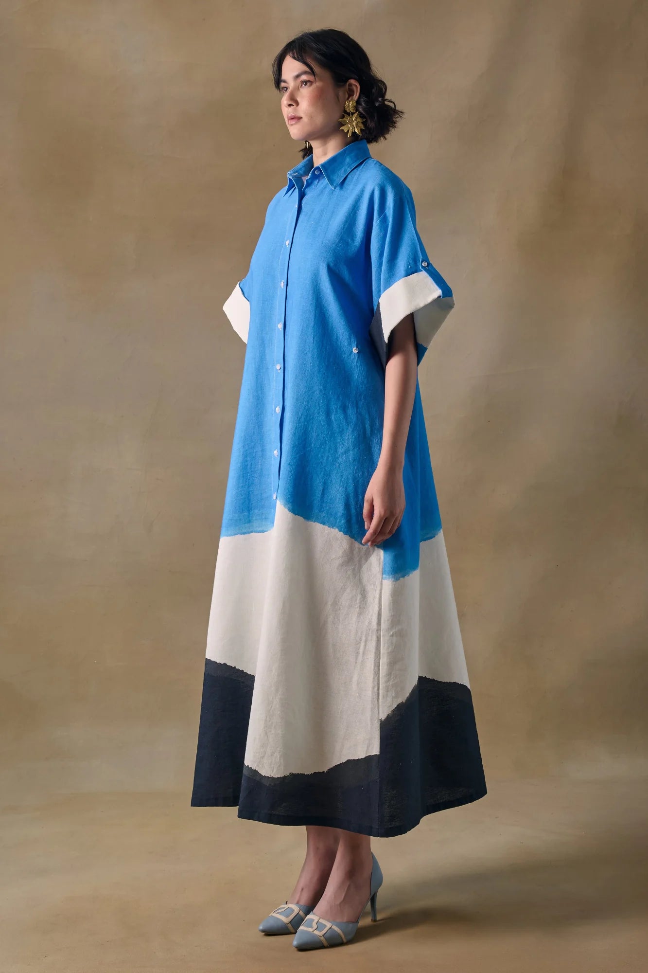 Blue Washed Asymmetrical Dress