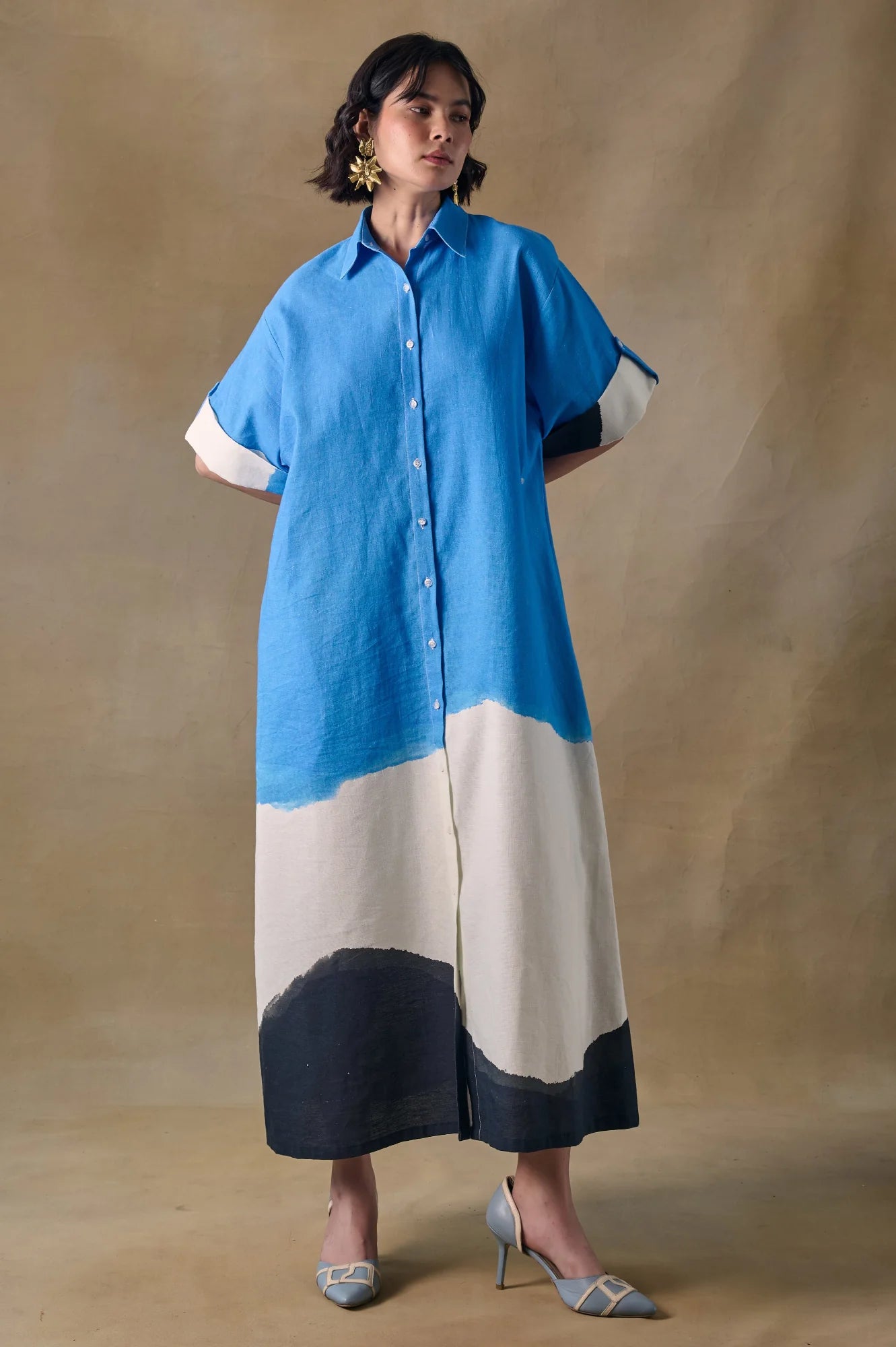 Blue Washed Asymmetrical Dress