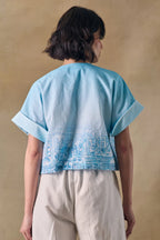 Blue Landscape Kimono Top