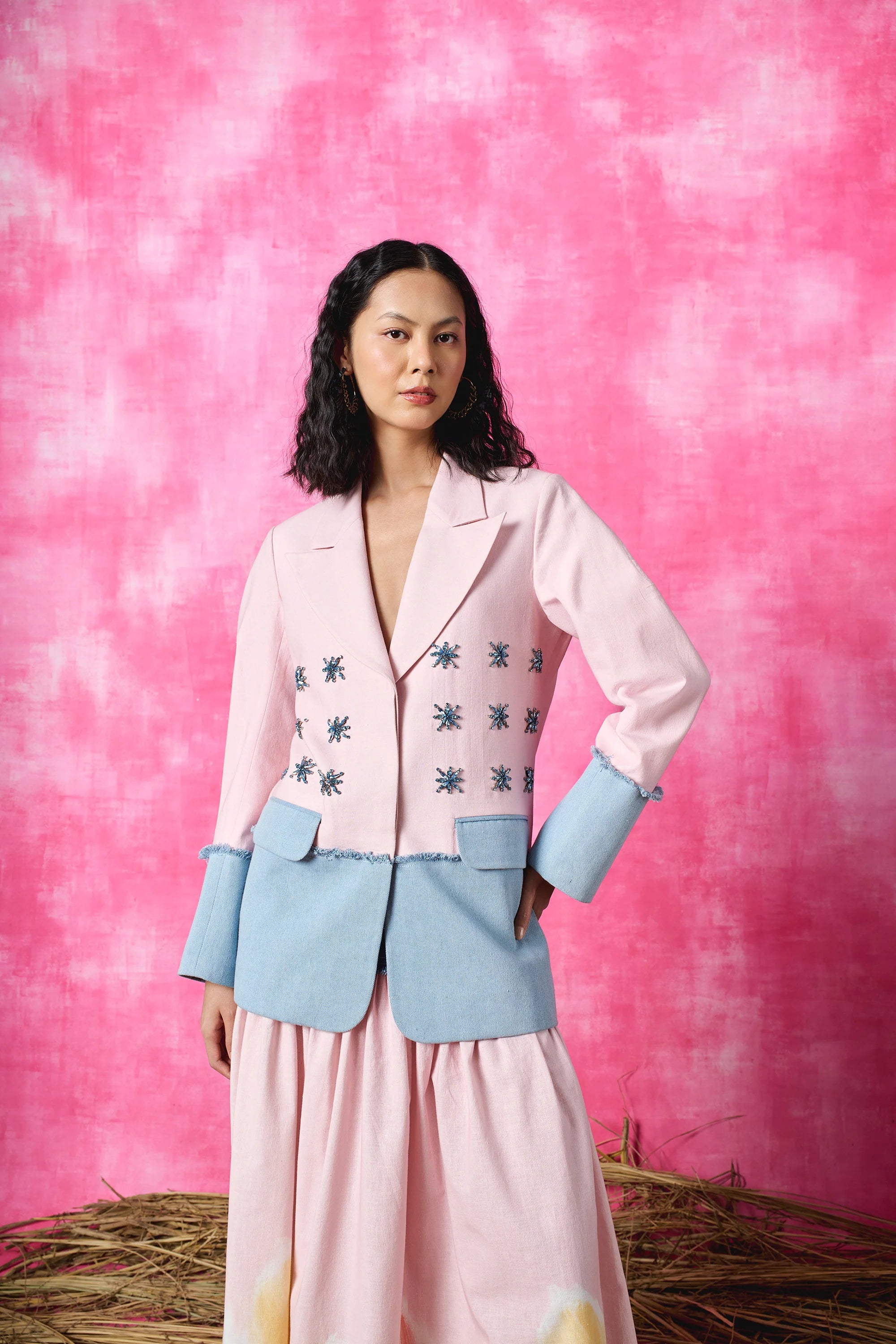 Blush Pop Embroidered Blazer