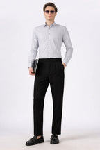 Italian Style Black Pleated Straight Fit pants
