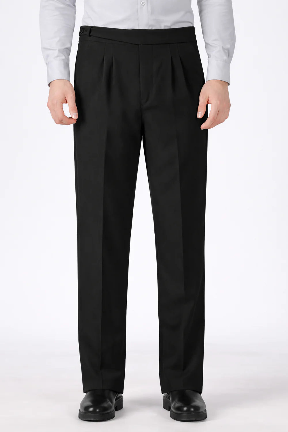 Italian Style Black Pleated Straight Fit pants