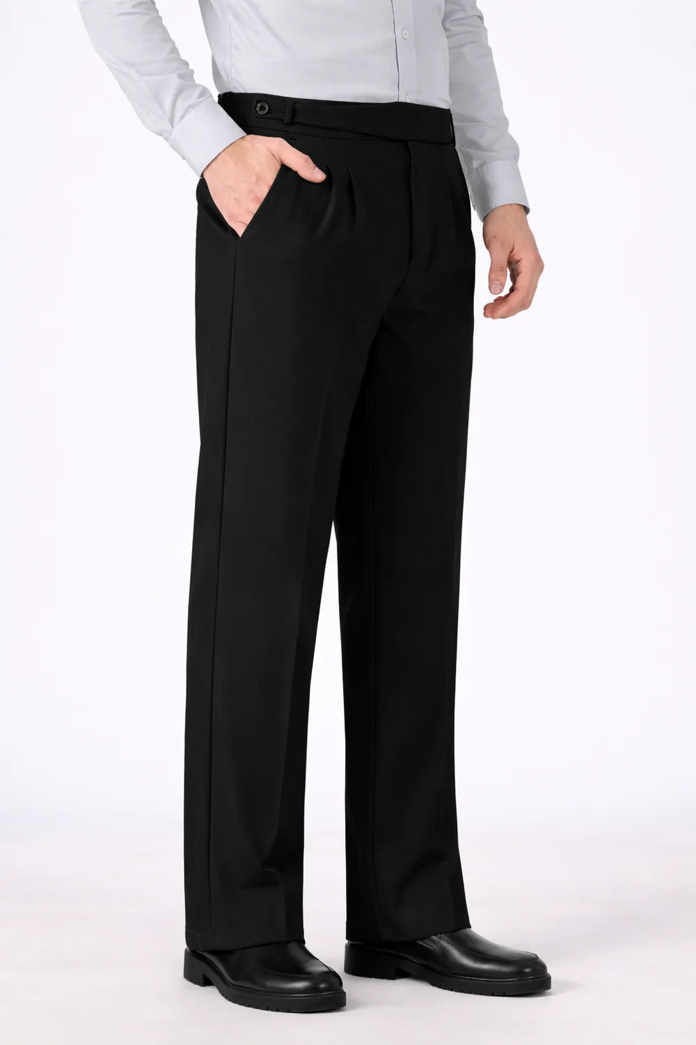 Italian Style Black Pleated Straight Fit pants