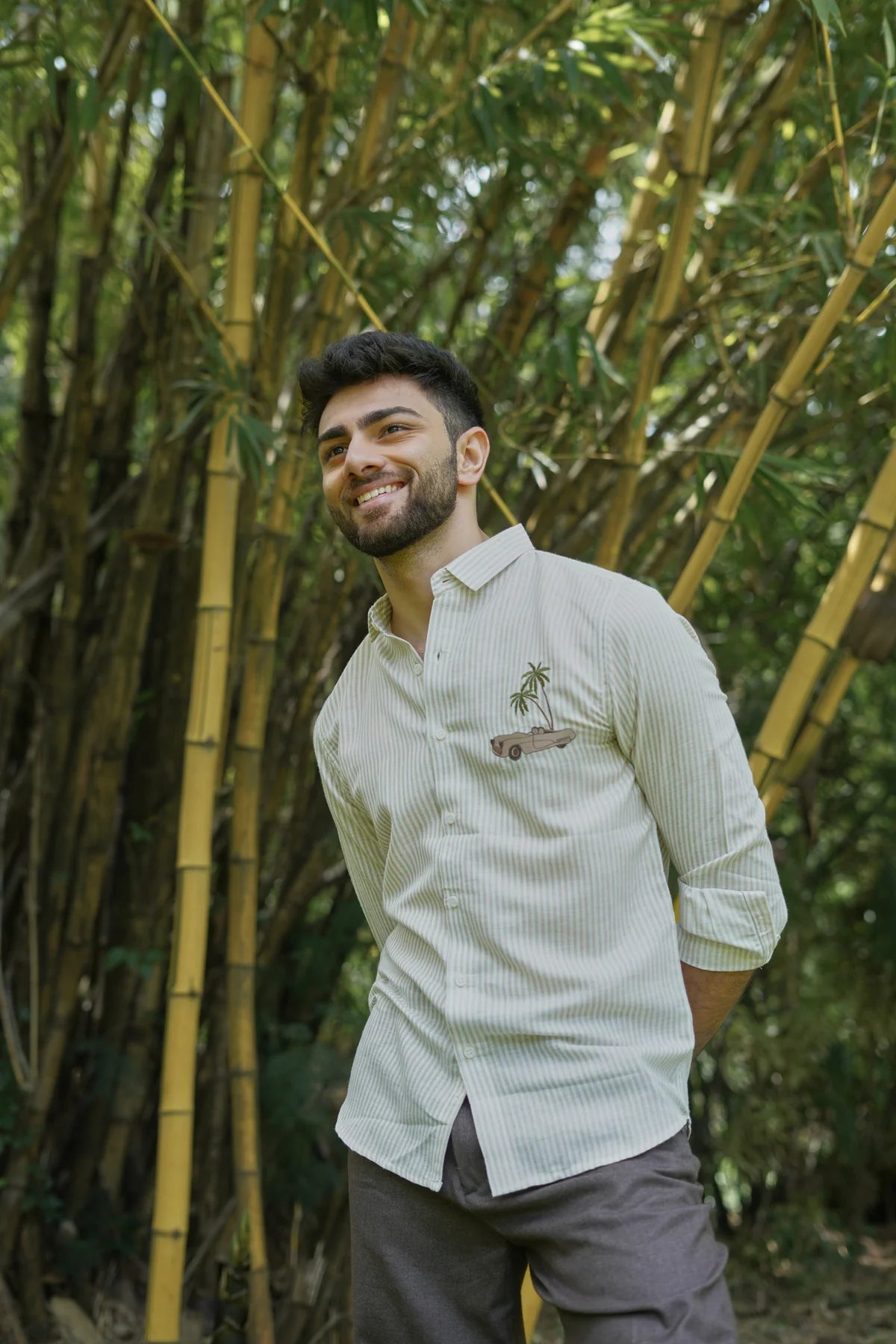 Palm Drive Embroidered Stripes Shirt