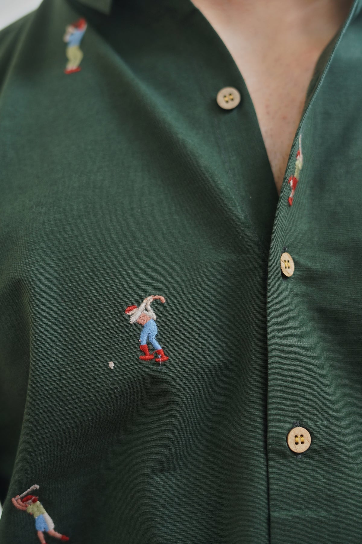 Hunter Green Golf Player Embroidered Shirt