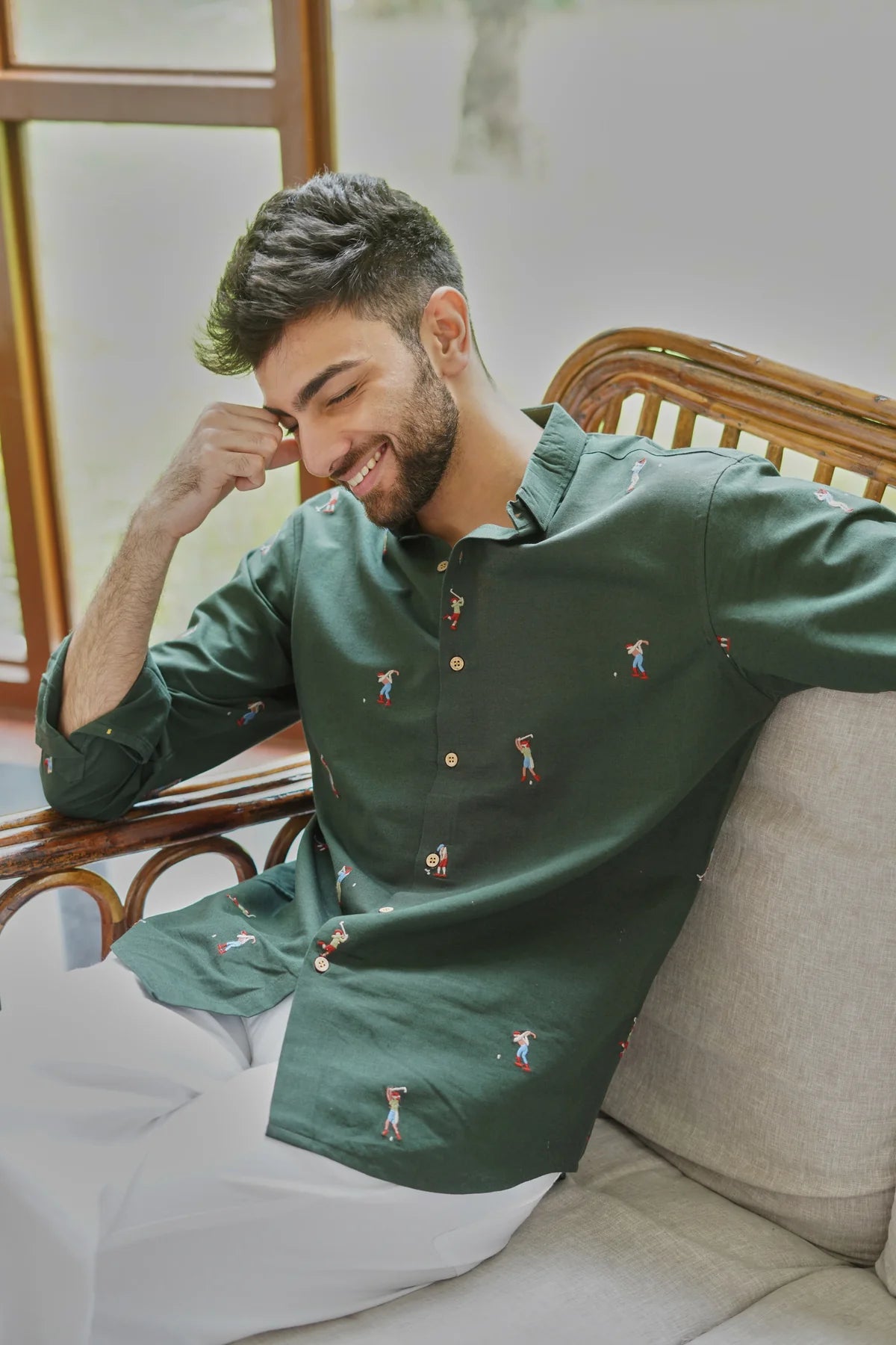 Hunter Green Golf Player Embroidered Shirt