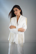 White Tassel Blazer with Pants