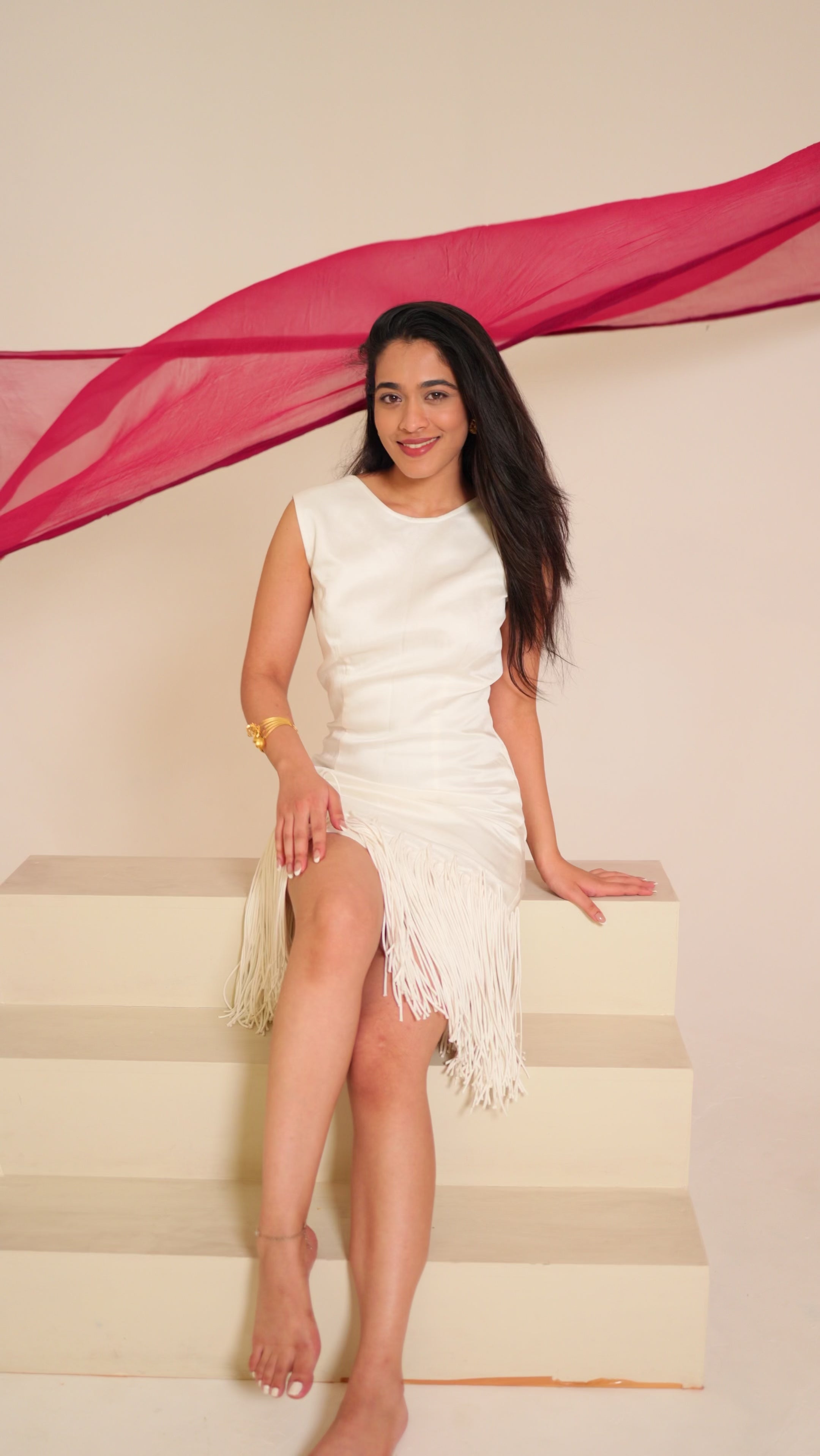 Ruffle Charm White Dress