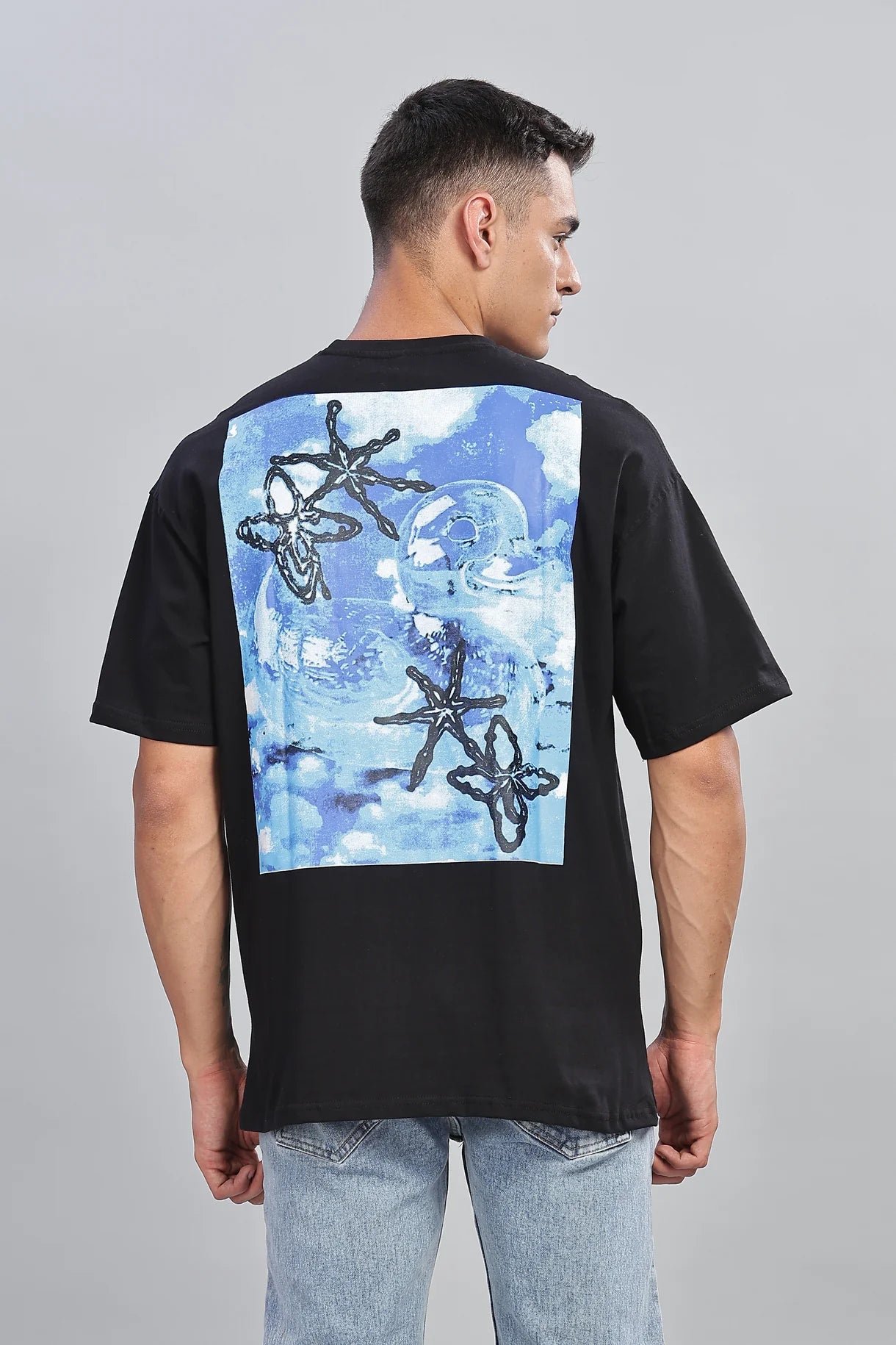 Ocean Print Drop Shoulder T-shirt